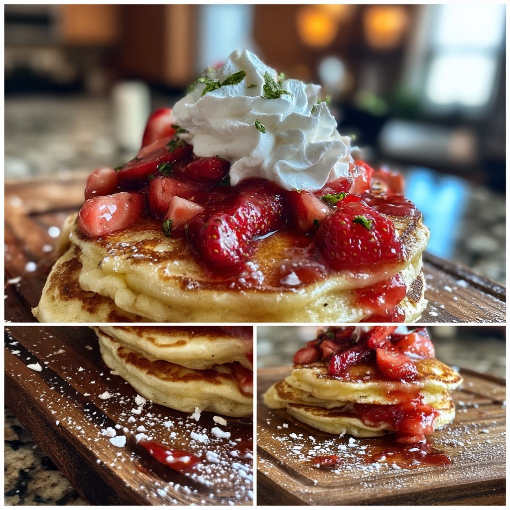 Bottomless Strawberry Pancake Stack