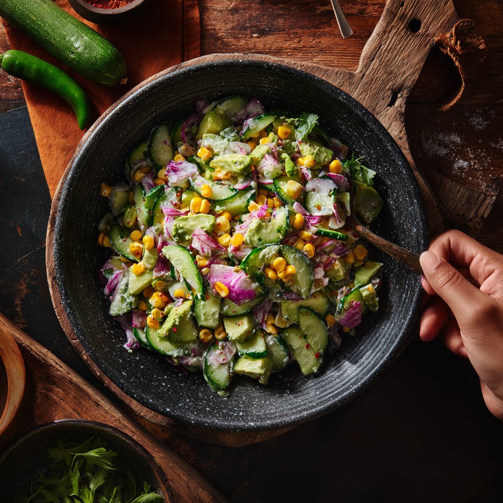 Cucumber and Corn Salad with Avocado